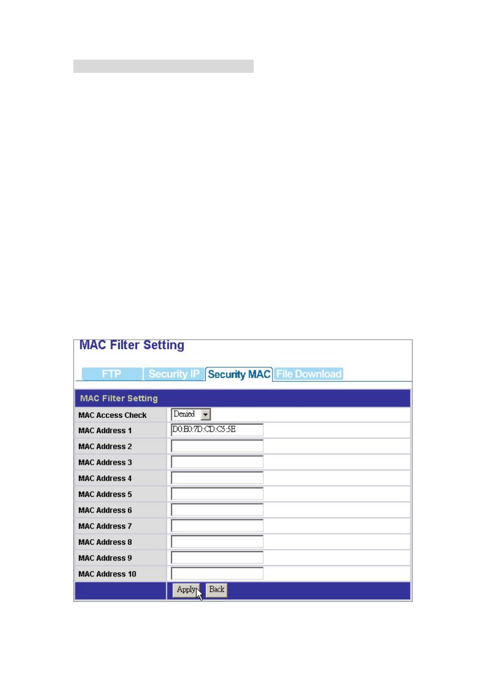 Security mac- mac filter setting | Encore electronic ENNHD-1GS User Manual | Page 46 / 64