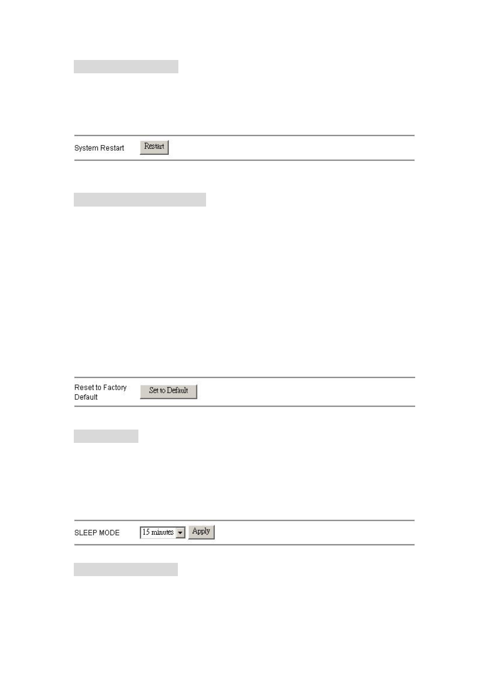 Restart the system, Reset to factory default, Sleep mode | System shut down | Encore electronic ENNHD-1GS User Manual | Page 50 / 64