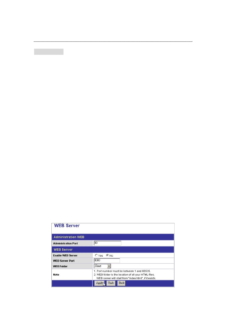 Web server, Administration web, Web server configuration | Erver | Encore electronic ENNHD-1GS User Manual | Page 52 / 64