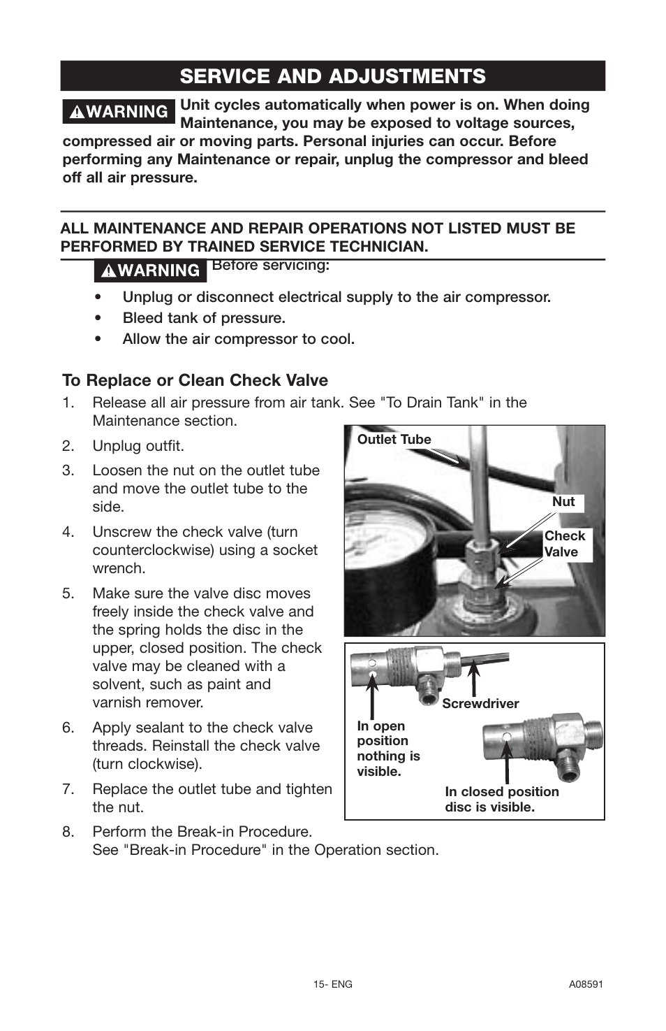Service and adjustments | Encore electronic (66-501-1) User Manual | Page 15 / 24