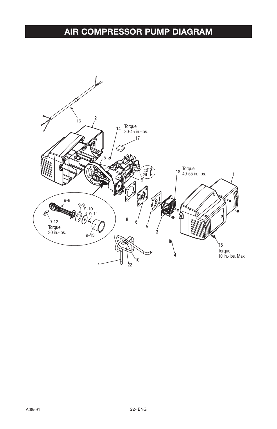 Air compressor pump diagram | Encore electronic (66-501-1) User Manual | Page 22 / 24