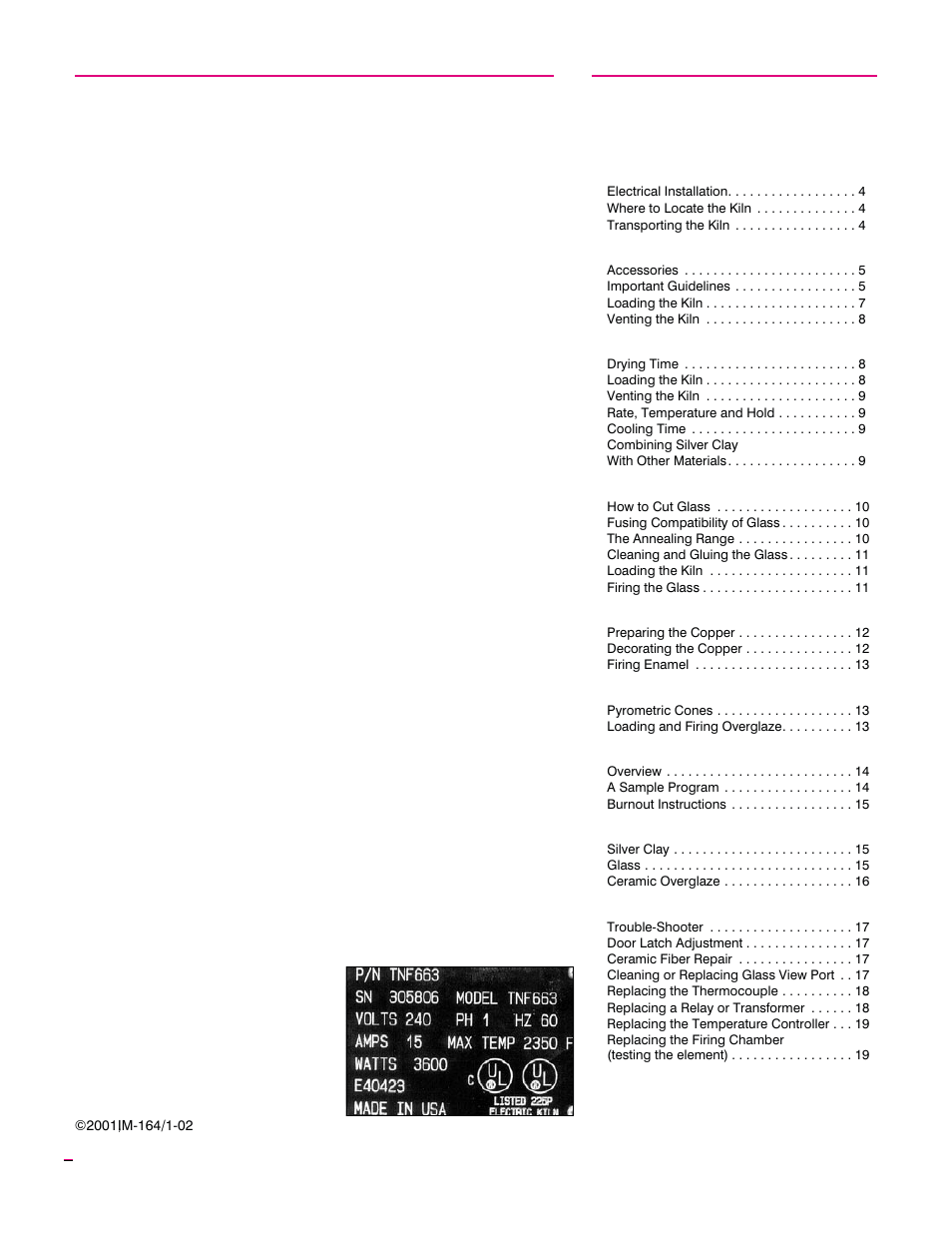 Elmer's Glass Kiln User Manual | Page 2 / 19