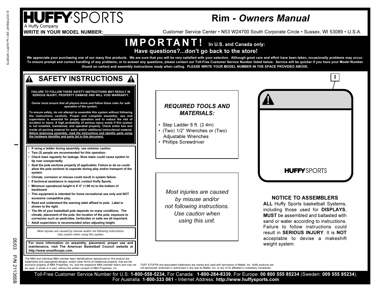 Huffy GOGEAR SA2821 User Manual | 4 pages