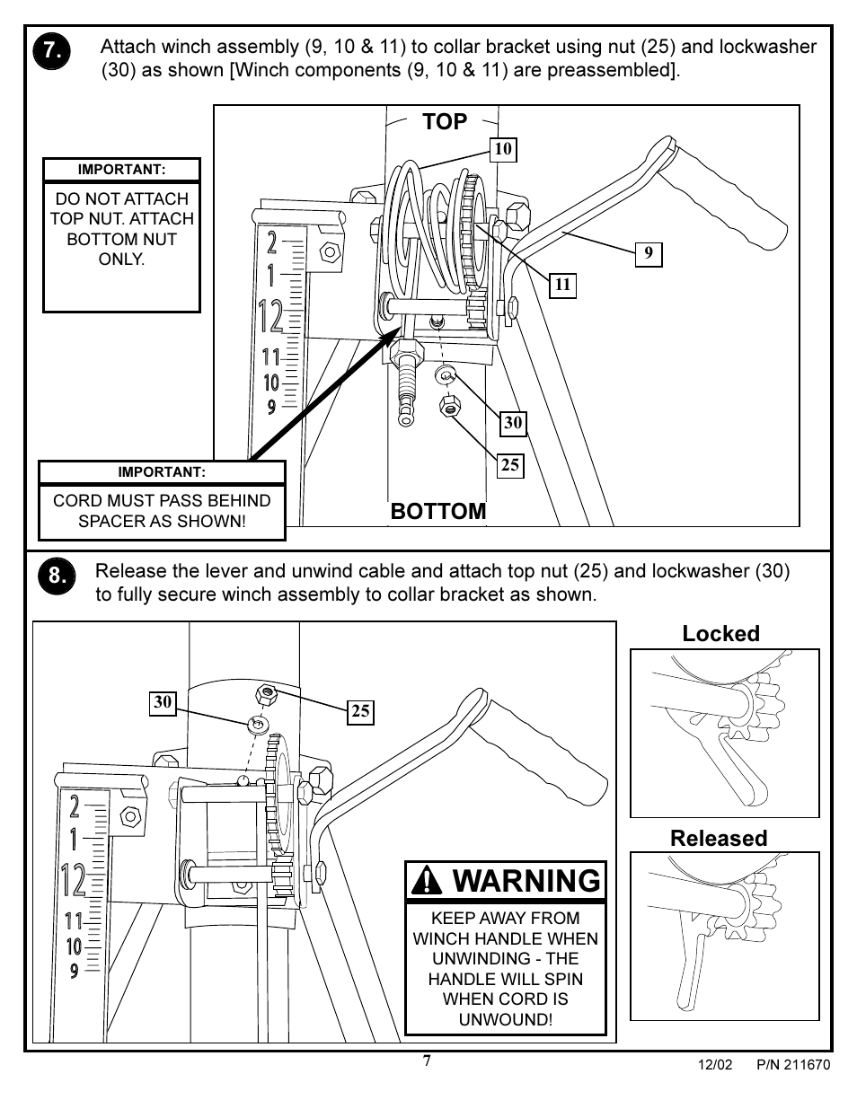 Warning | Huffy 1051 User Manual | Page 7 / 13