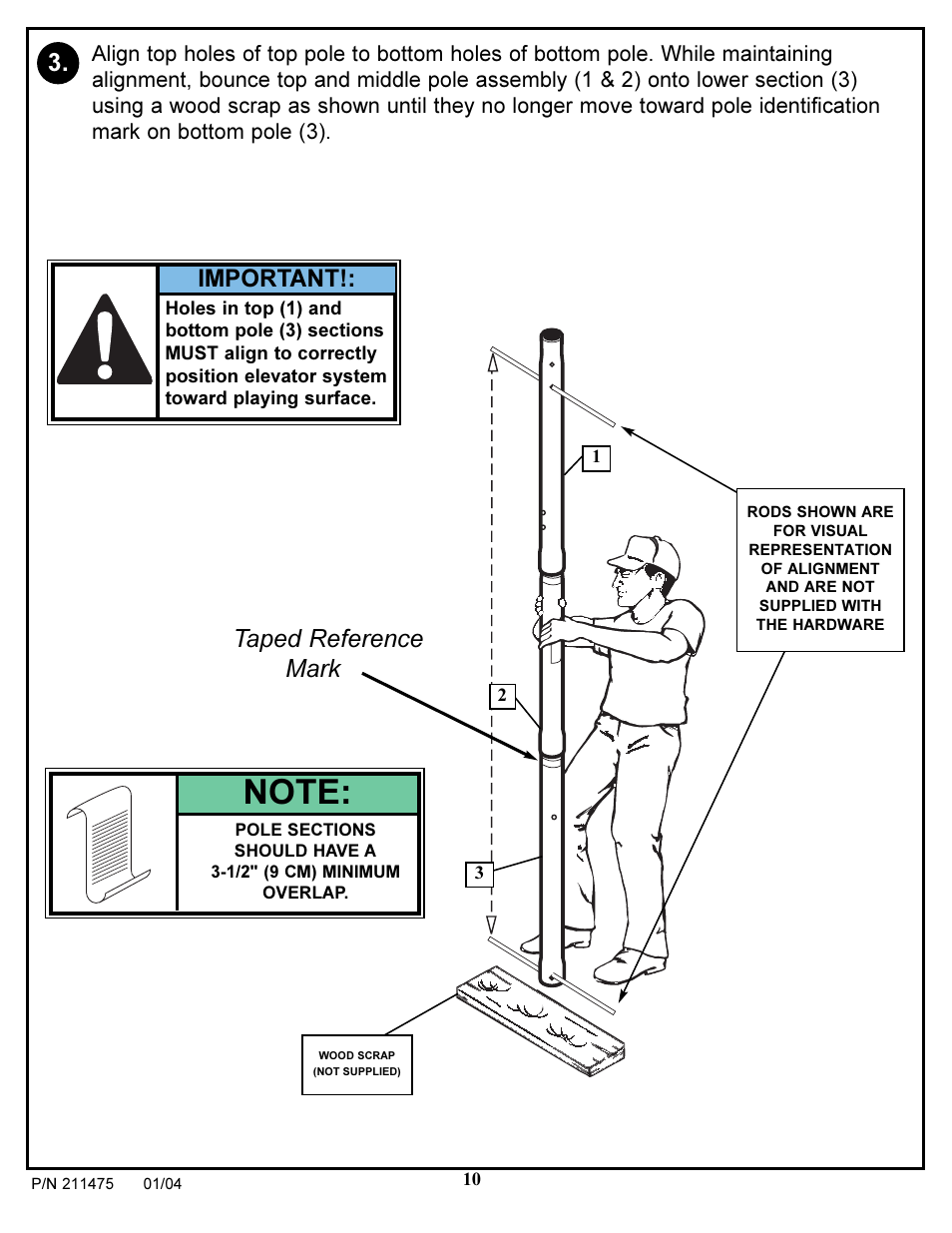 Taped reference mark, Important | Huffy DC177 User Manual | Page 10 / 28