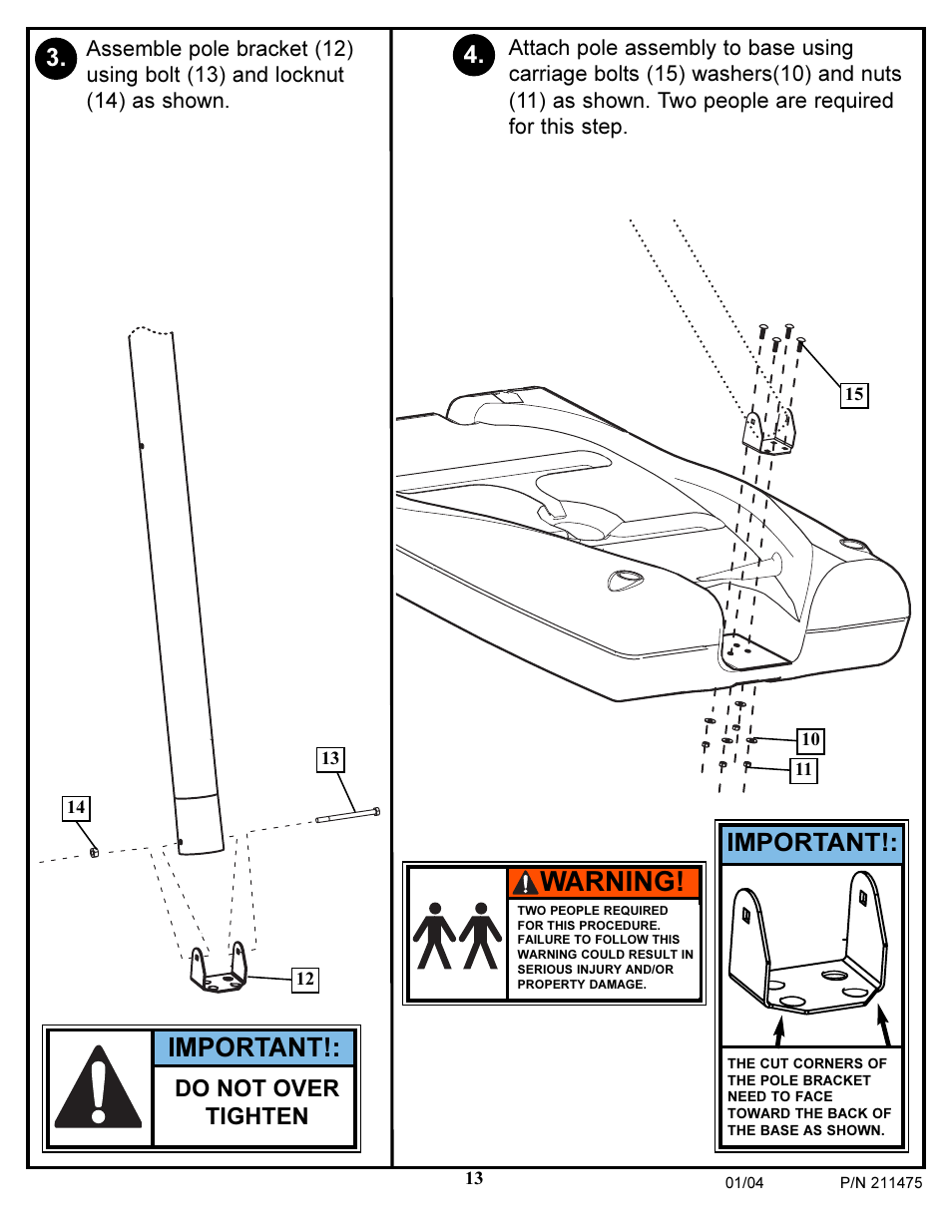 Warning, Important | Huffy DC177 User Manual | Page 13 / 28