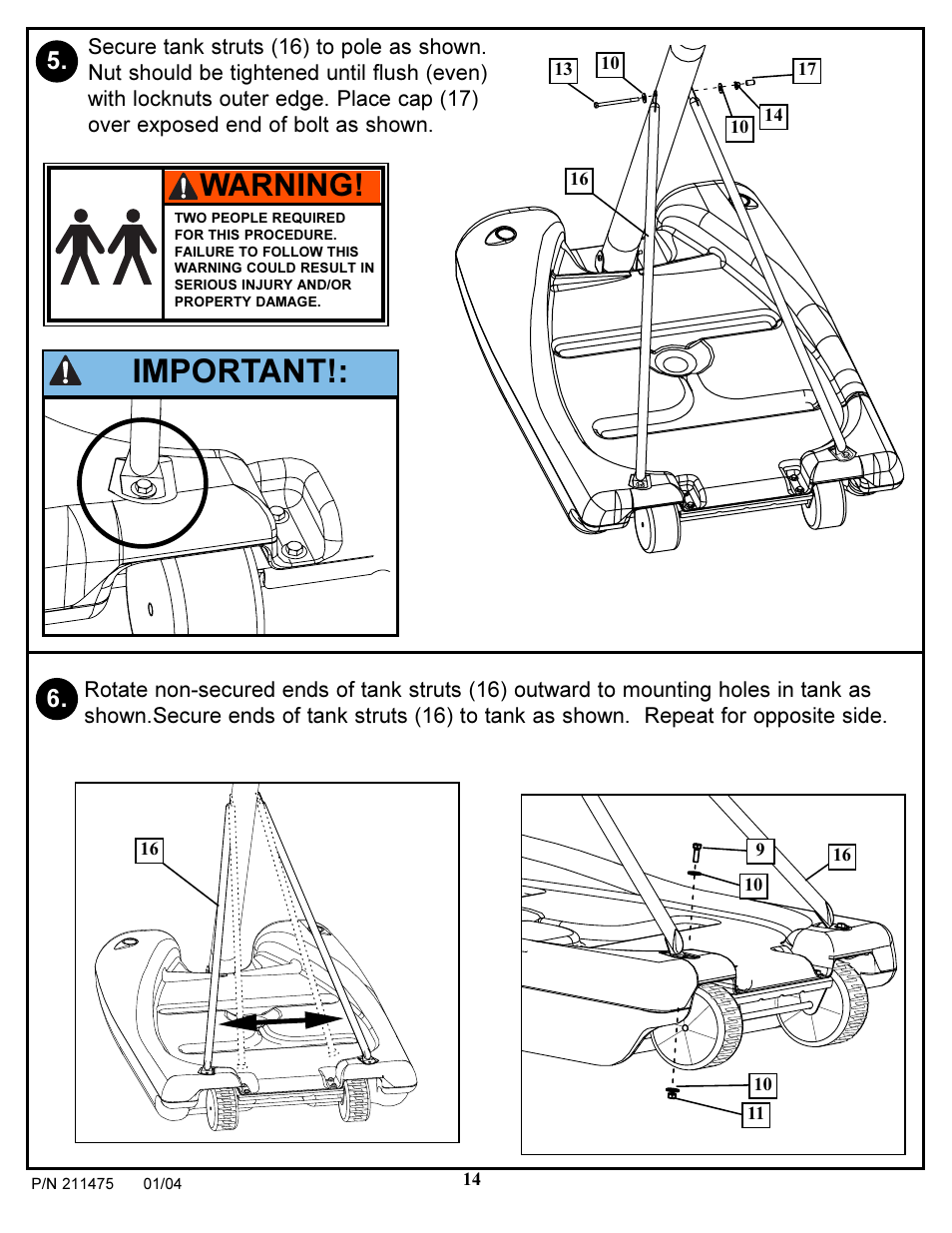 Important, Warning | Huffy DC177 User Manual | Page 14 / 28