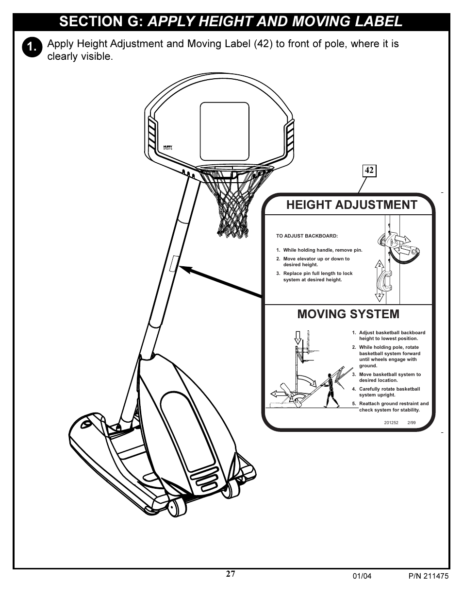 Moving system, Height adjustment | Huffy DC177 User Manual | Page 27 / 28