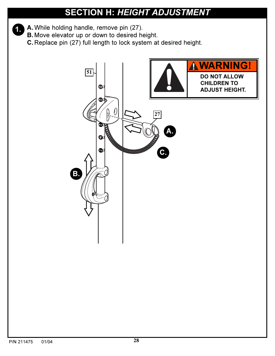 Warning | Huffy DC177 User Manual | Page 28 / 28