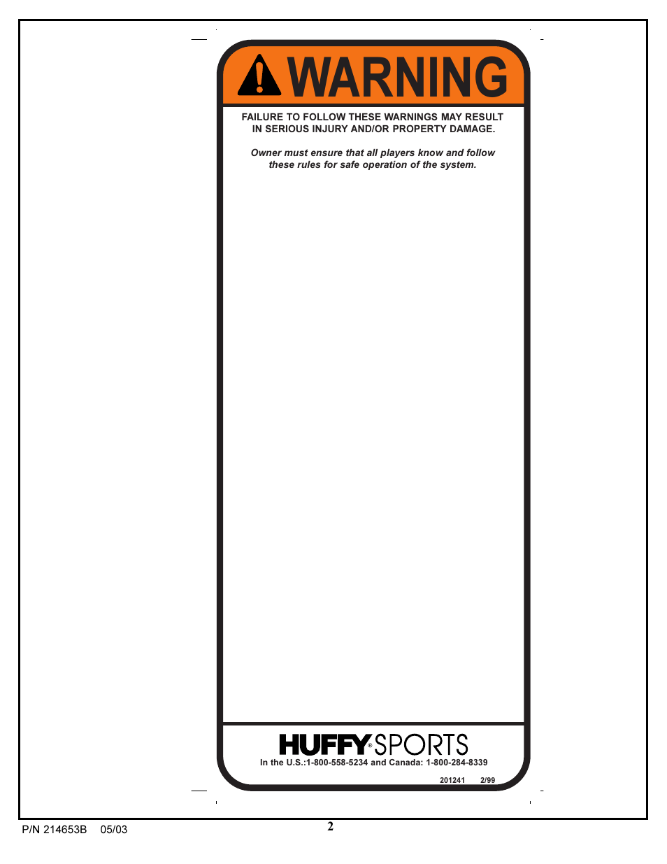 Warning | Huffy 1310 User Manual | Page 2 / 24