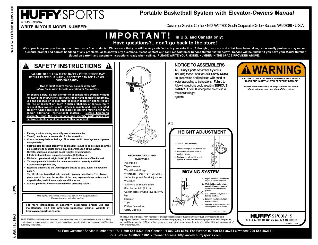 Huffy 104/03P/N211956B User Manual | 13 pages