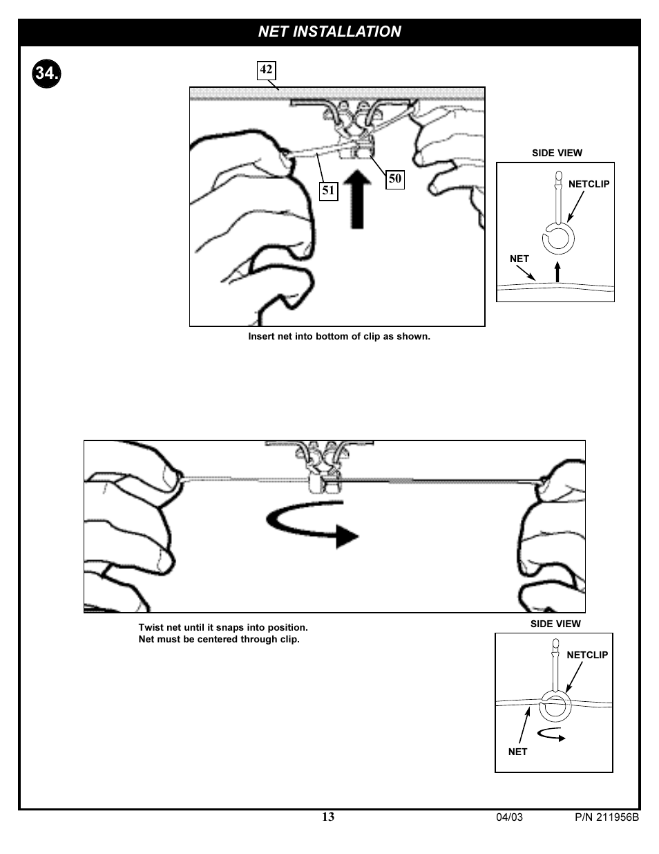 Net installation | Huffy 104/03P/N211956B User Manual | Page 13 / 13