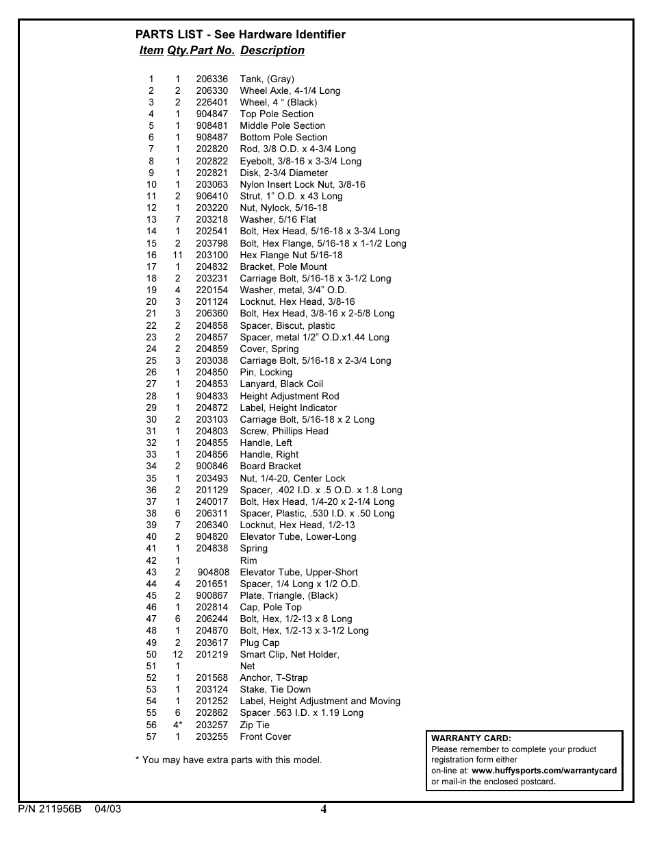 Huffy 104/03P/N211956B User Manual | Page 4 / 13