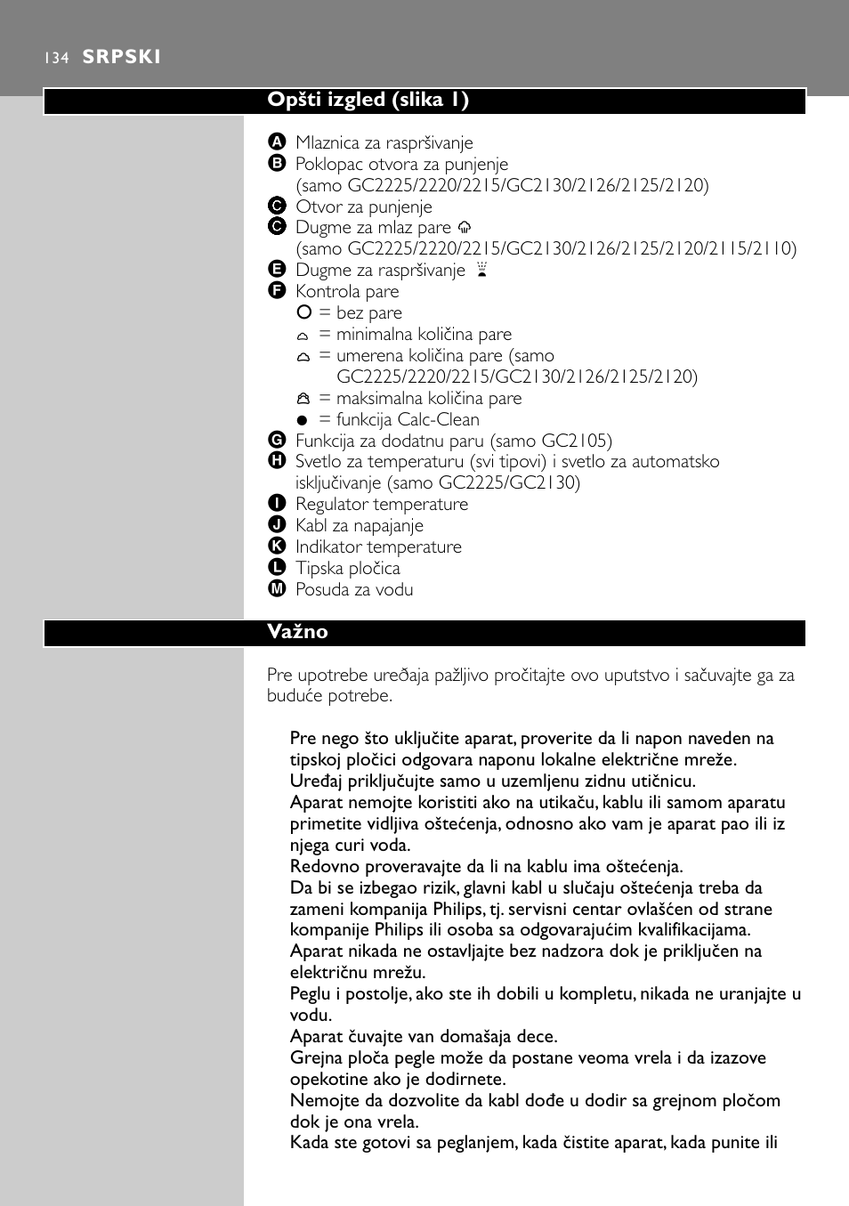 Srpski | Philips GC2105 User Manual | Page 134 / 154