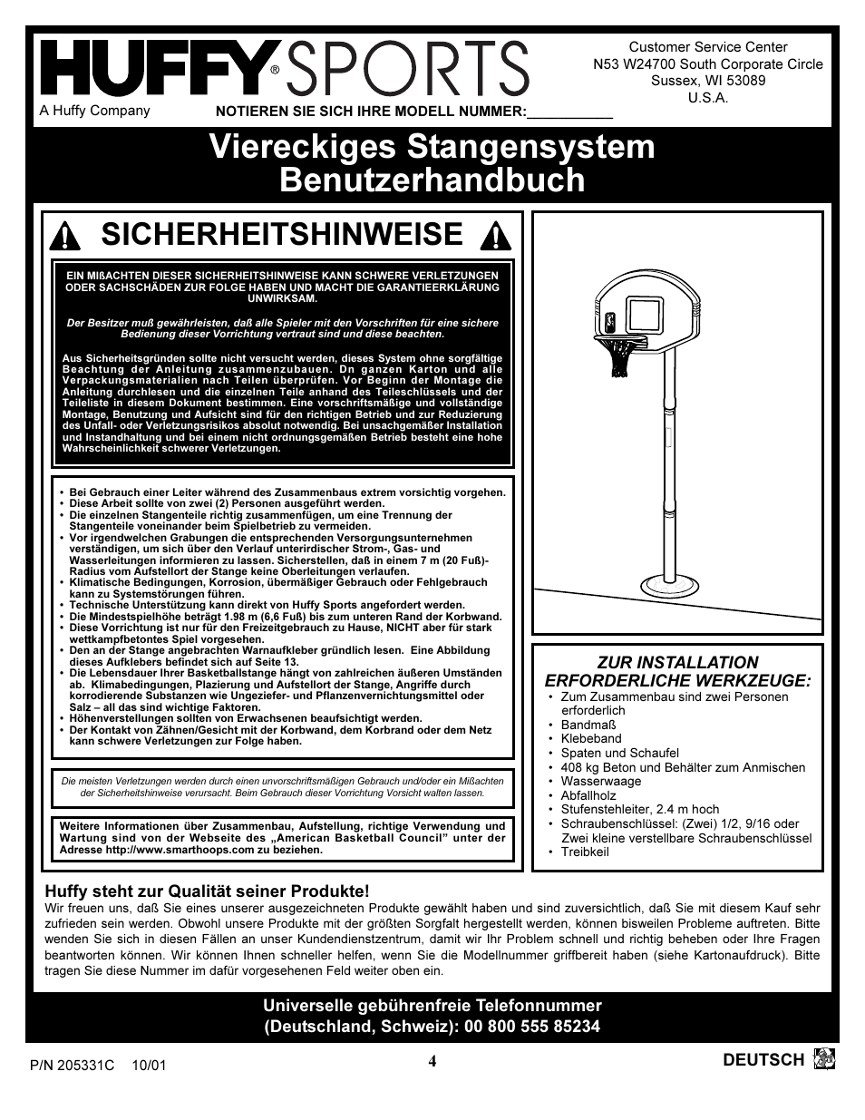 Viereckiges stangensystem benutzerhandbuch, Sicherheitshinweise | Huffy SKM 1030 User Manual | Page 4 / 35