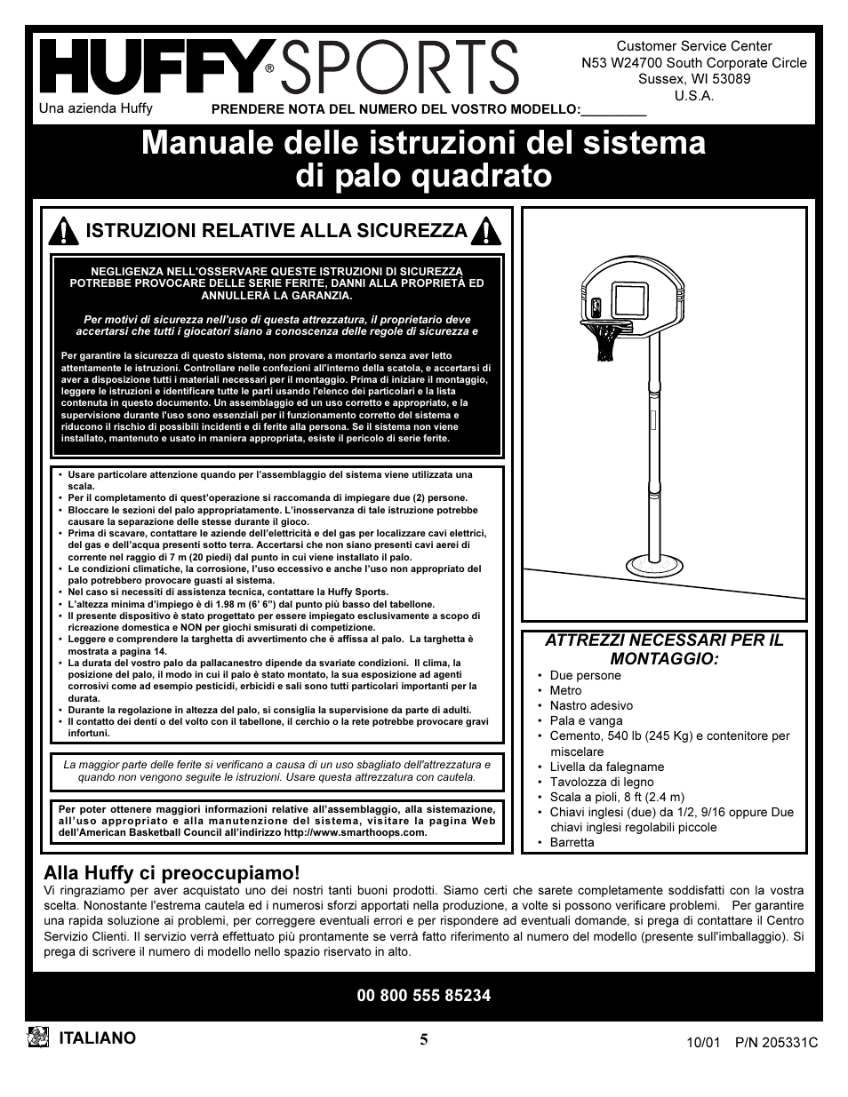 Alla huffy ci preoccupiamo, Istruzioni relative alla sicurezza, 5italiano | Attrezzi necessari per il montaggio | Huffy SKM 1030 User Manual | Page 5 / 35