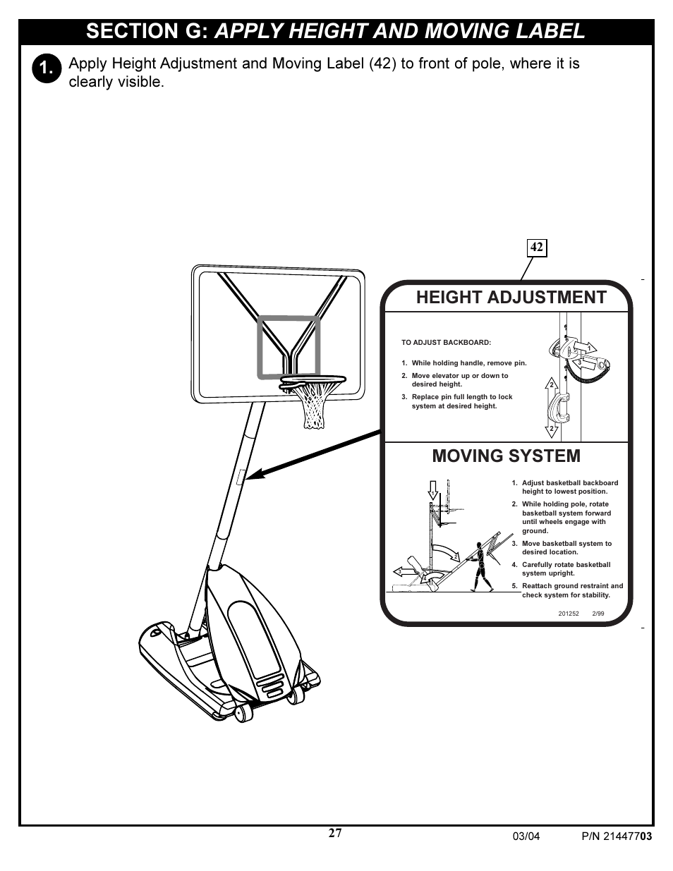 Moving system, Height adjustment | Huffy DOLPHIN 7900 User Manual | Page 27 / 55