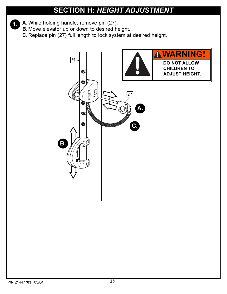 Warning | Huffy DOLPHIN 7900 User Manual | Page 28 / 55