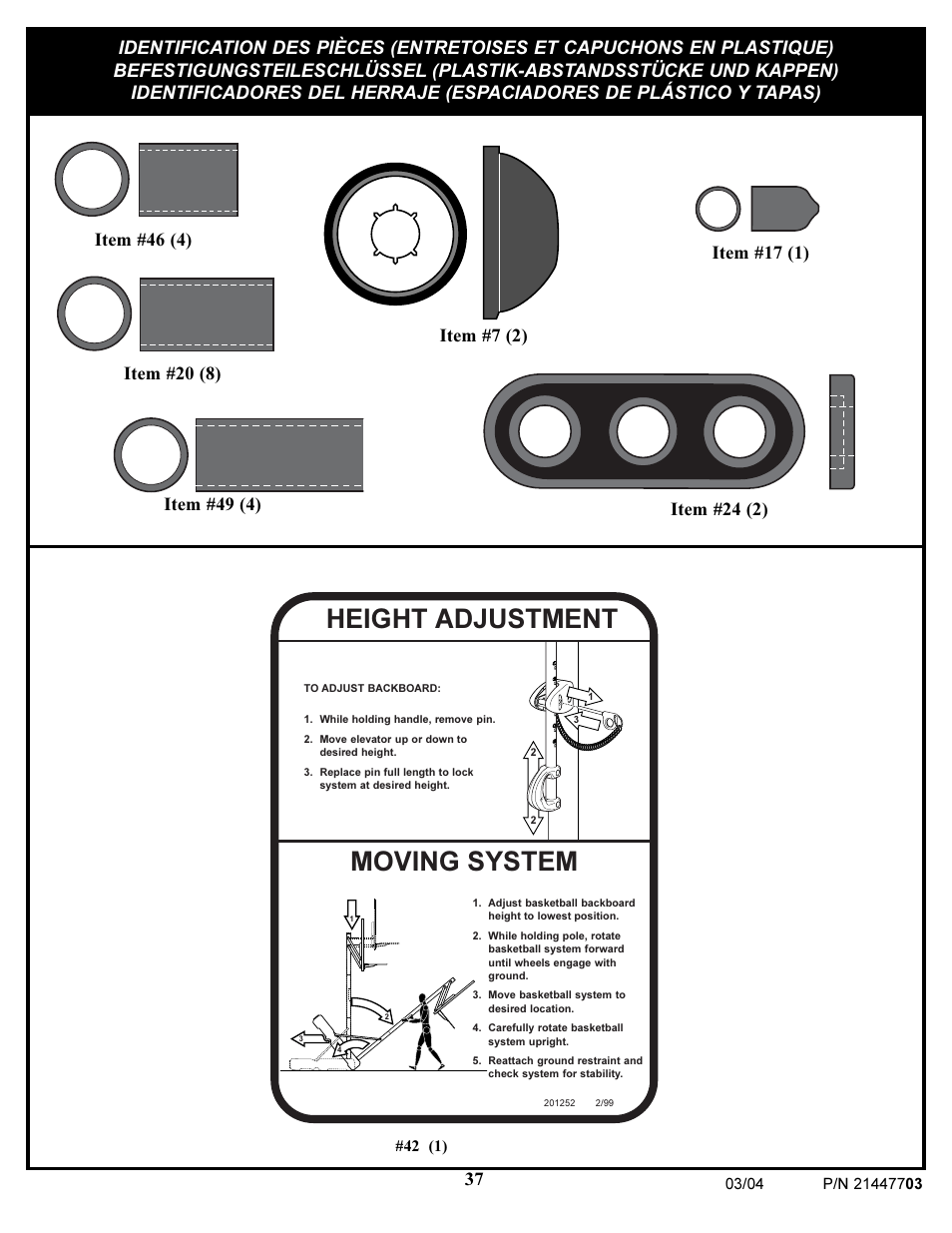 Moving system, Height adjustment | Huffy DOLPHIN 7900 User Manual | Page 37 / 55