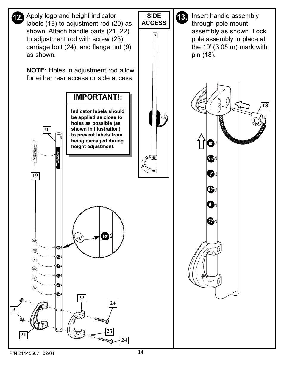 Important | Huffy Sports Basketball Systems User Manual | Page 14 / 28