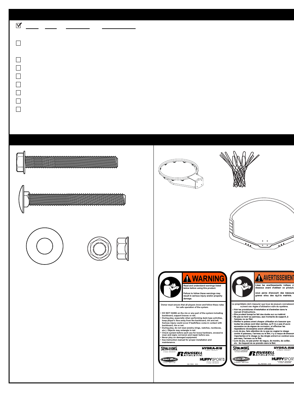 Warning, 1 (1) hardware identifier | Huffy M8000 User Manual | Page 3 / 18