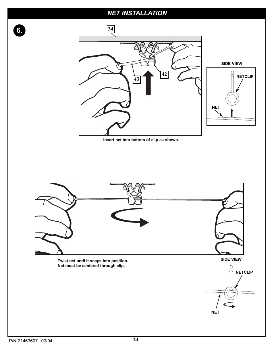 Net installation | Huffy UXT4030AA User Manual | Page 24 / 51