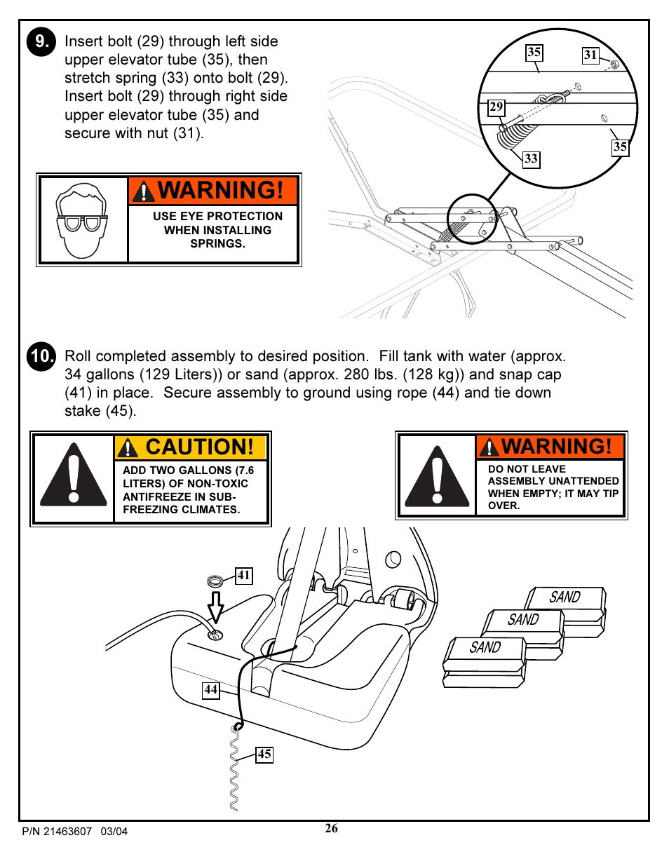 Warning, Caution | Huffy UXT4030AA User Manual | Page 26 / 51