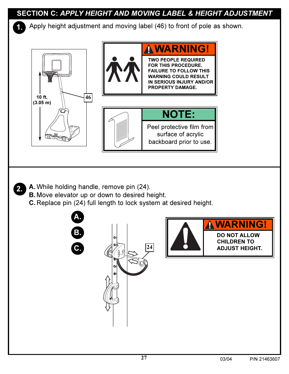 Warning | Huffy UXT4030AA User Manual | Page 27 / 51