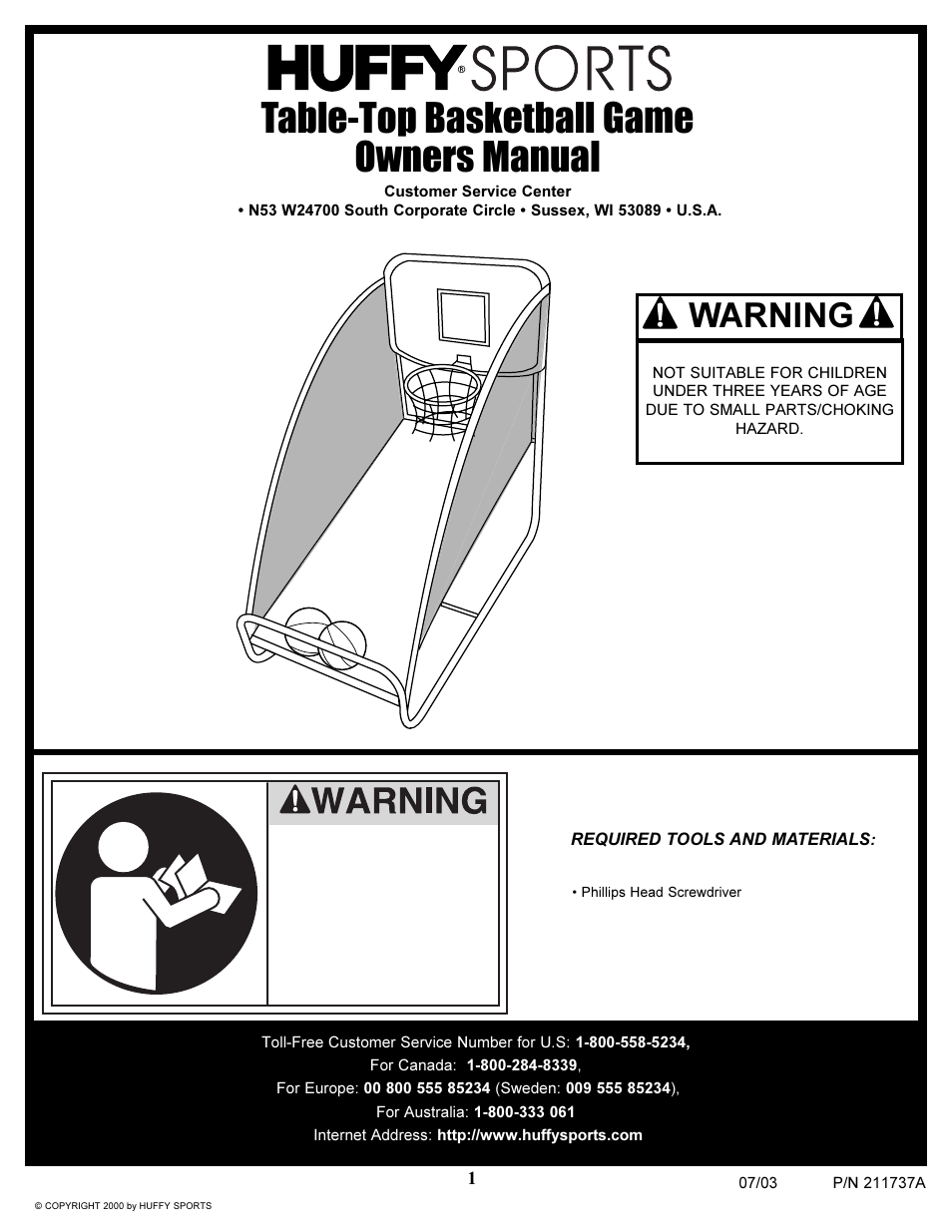 Huffy Table-Top Basketball Game User Manual | 12 pages