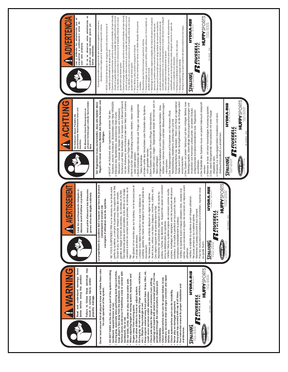 Wa rning, Advertencia, Achtung | Av ertissement | Huffy M881104 User Manual | Page 6 / 40