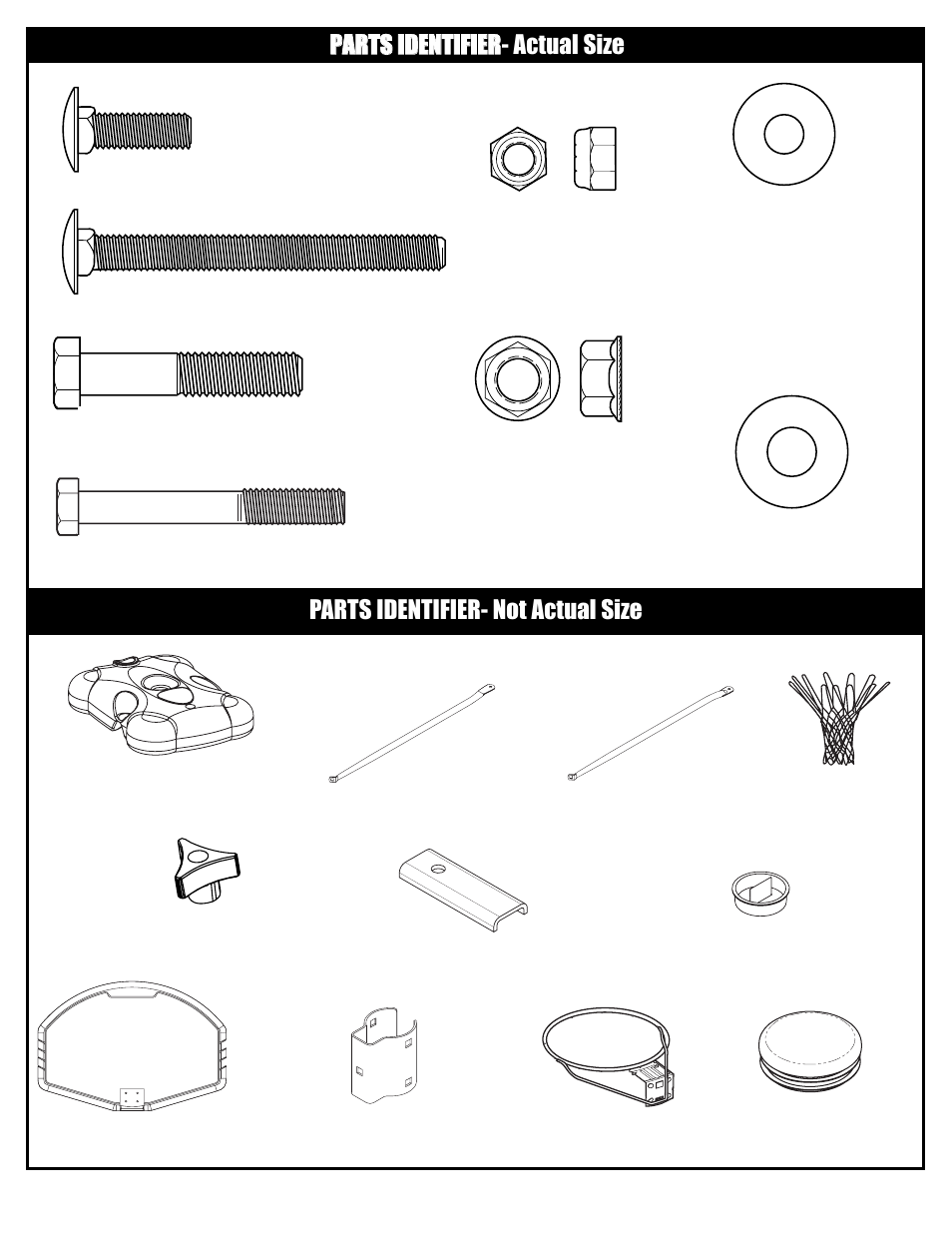 Parts identifier- not actual size | Huffy M580001 User Manual | Page 6 / 14