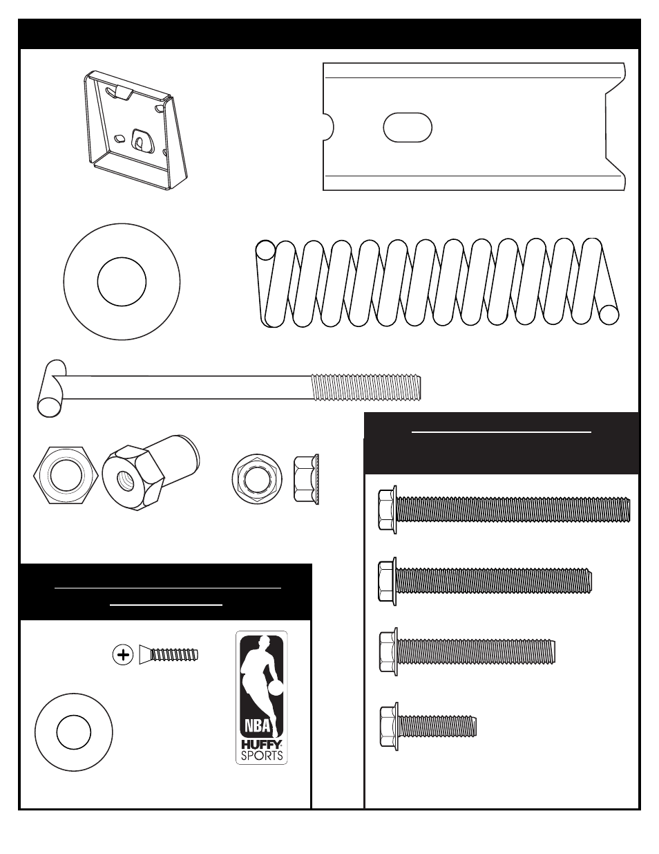 Hardware identifier, Rim to board bolts | Huffy Pro Slam Rim User Manual | Page 5 / 9