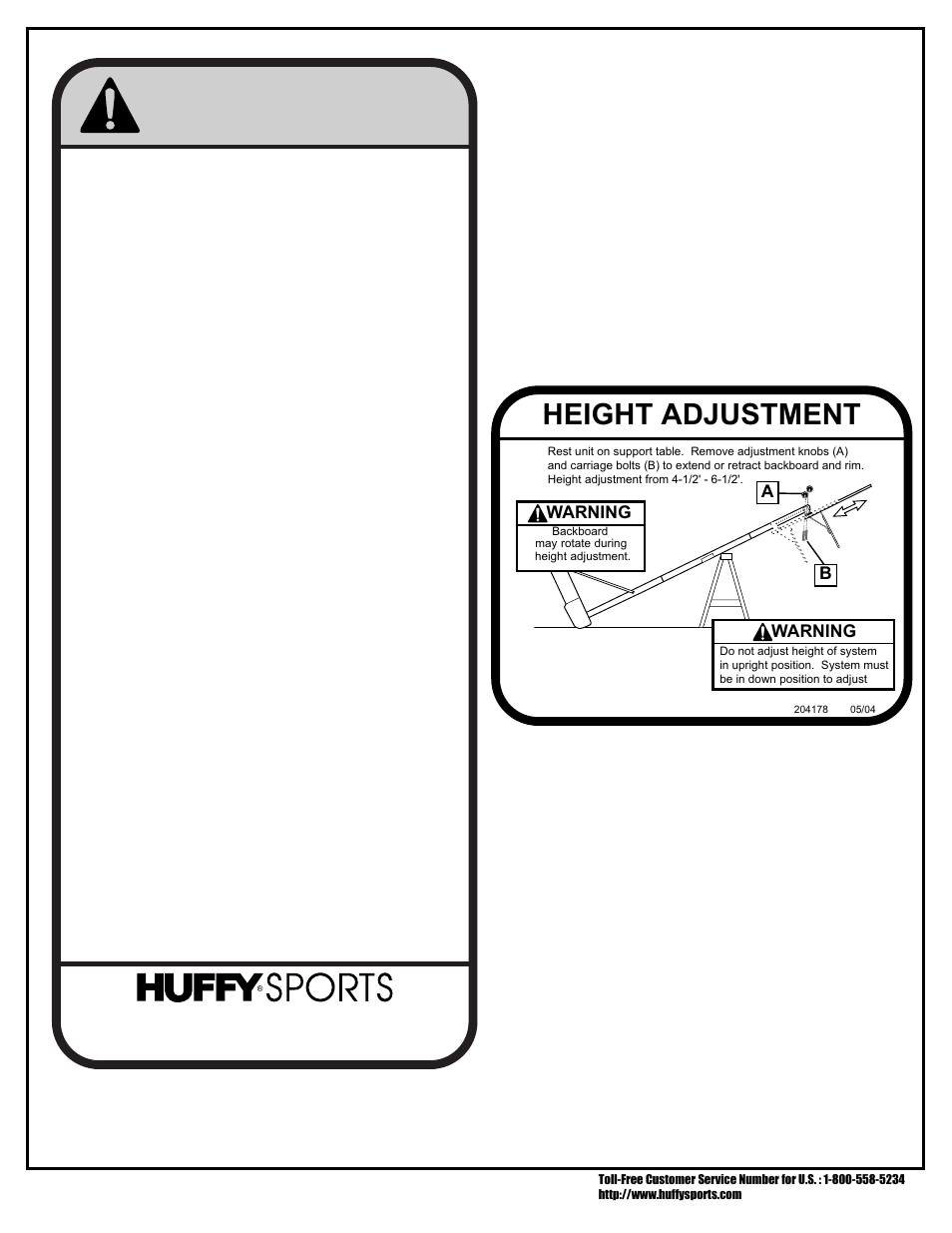 Warning, Height adjustment | Huffy PRESTIGE V 600 User Manual | Page 4 / 30