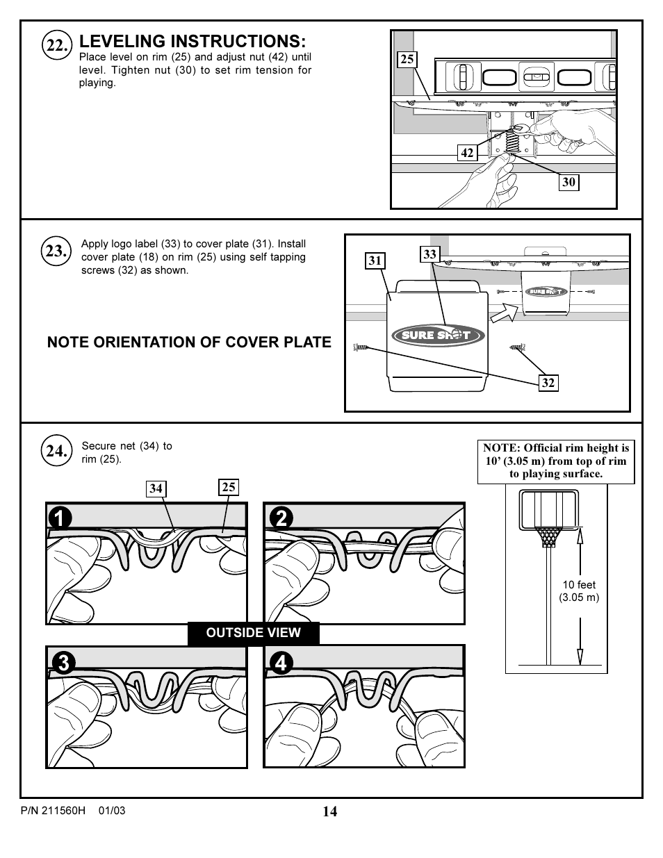 Leveling instructions | Huffy AC4062 User Manual | Page 14 / 18
