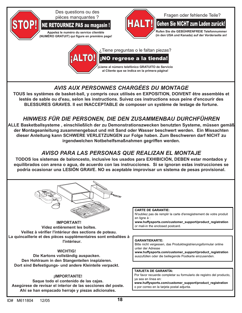 Stop, Halt, Alto! alto | Alto, Gehen sie nicht zum laden zurück | Huffy M611804 User Manual | Page 18 / 29