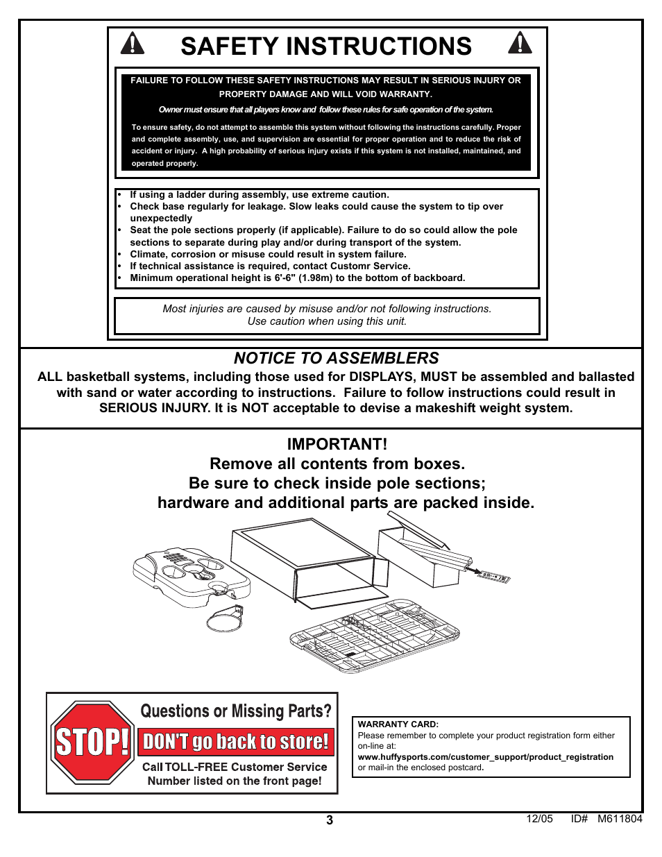 Safety instructions | Huffy M611804 User Manual | Page 3 / 29