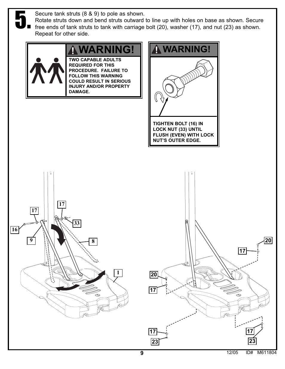 Warning | Huffy M611804 User Manual | Page 9 / 29