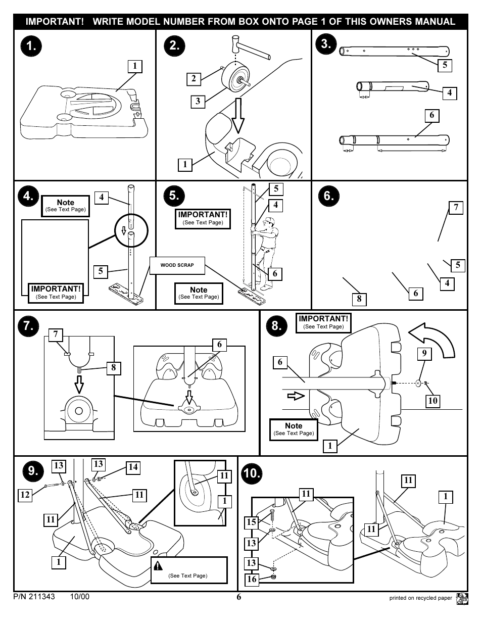 Warning | Huffy SA3224 User Manual | Page 6 / 10