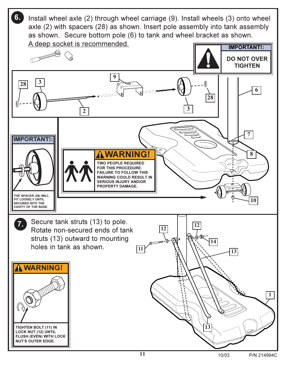 Warning | Huffy 214994C User Manual | Page 11 / 24