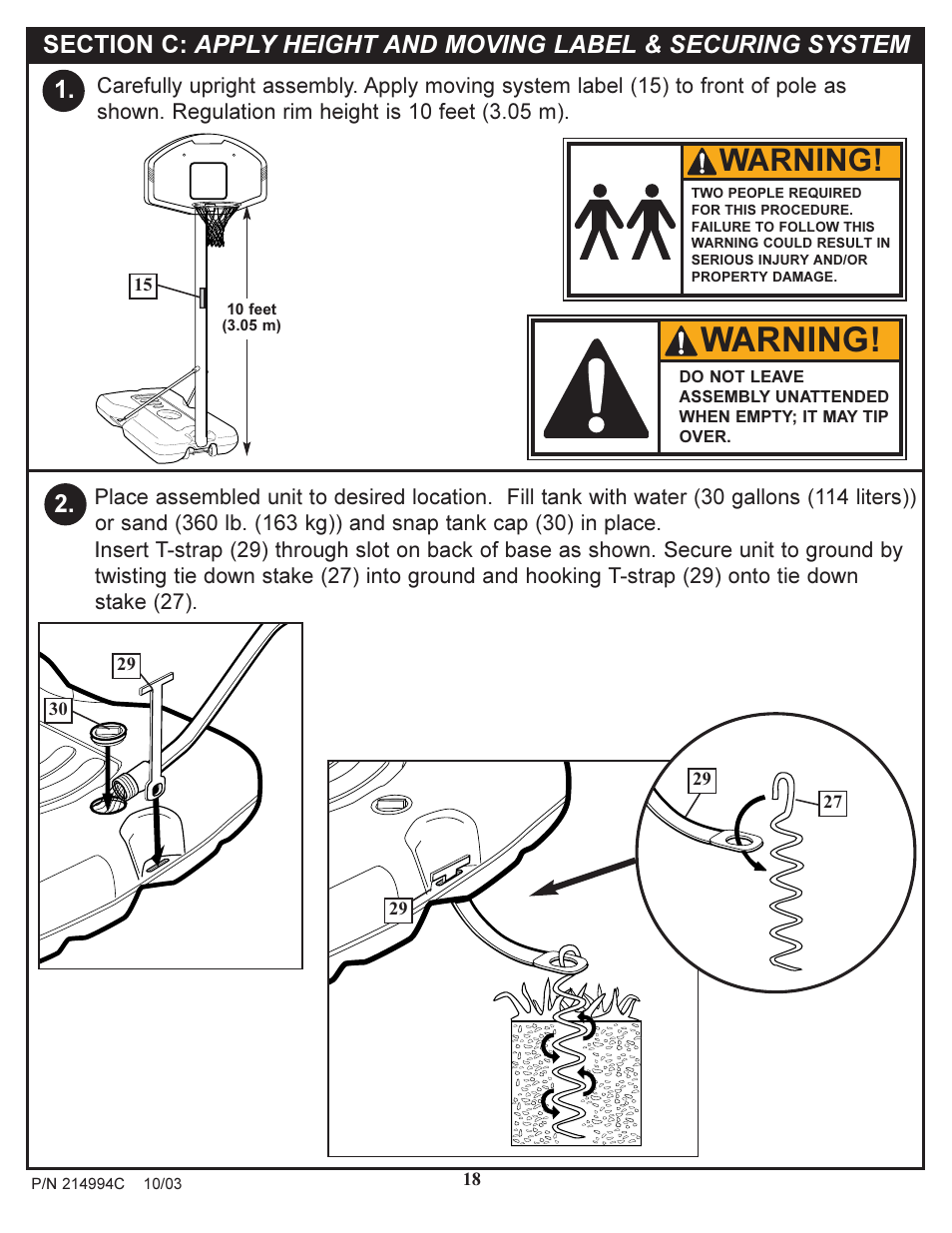 Warning | Huffy 214994C User Manual | Page 18 / 24