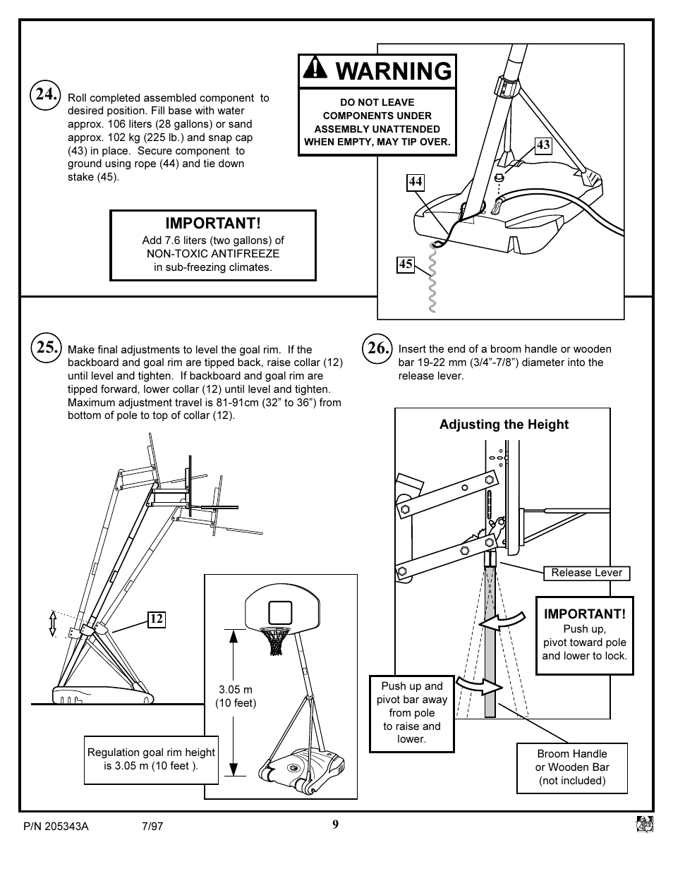 Warning, Important | Huffy SKM 3072-U User Manual | Page 9 / 11