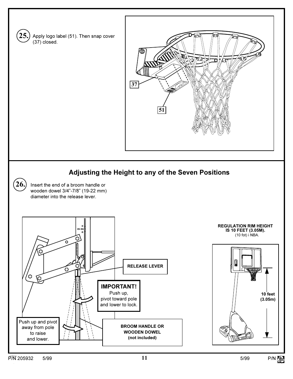 Adjusting the height to any of the seven positions | Huffy SKM 5200 User Manual | Page 11 / 14