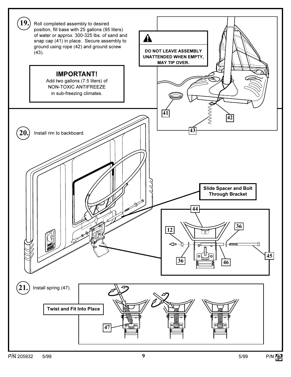 Warning, Important | Huffy SKM 5200 User Manual | Page 9 / 14