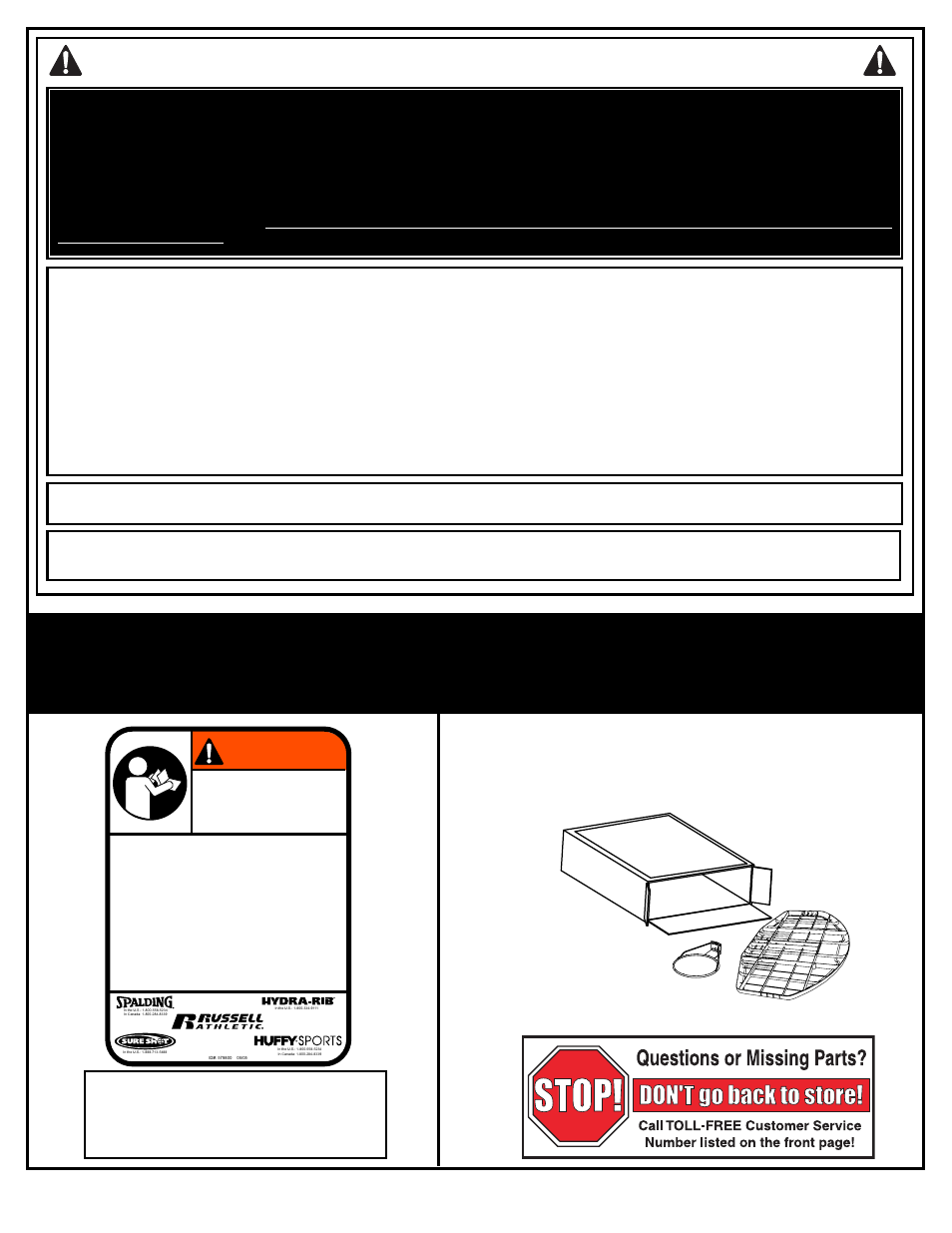 Safety instructions, Warning, Notice to assemblers | Huffy Backboard and Rim User Manual | Page 2 / 6