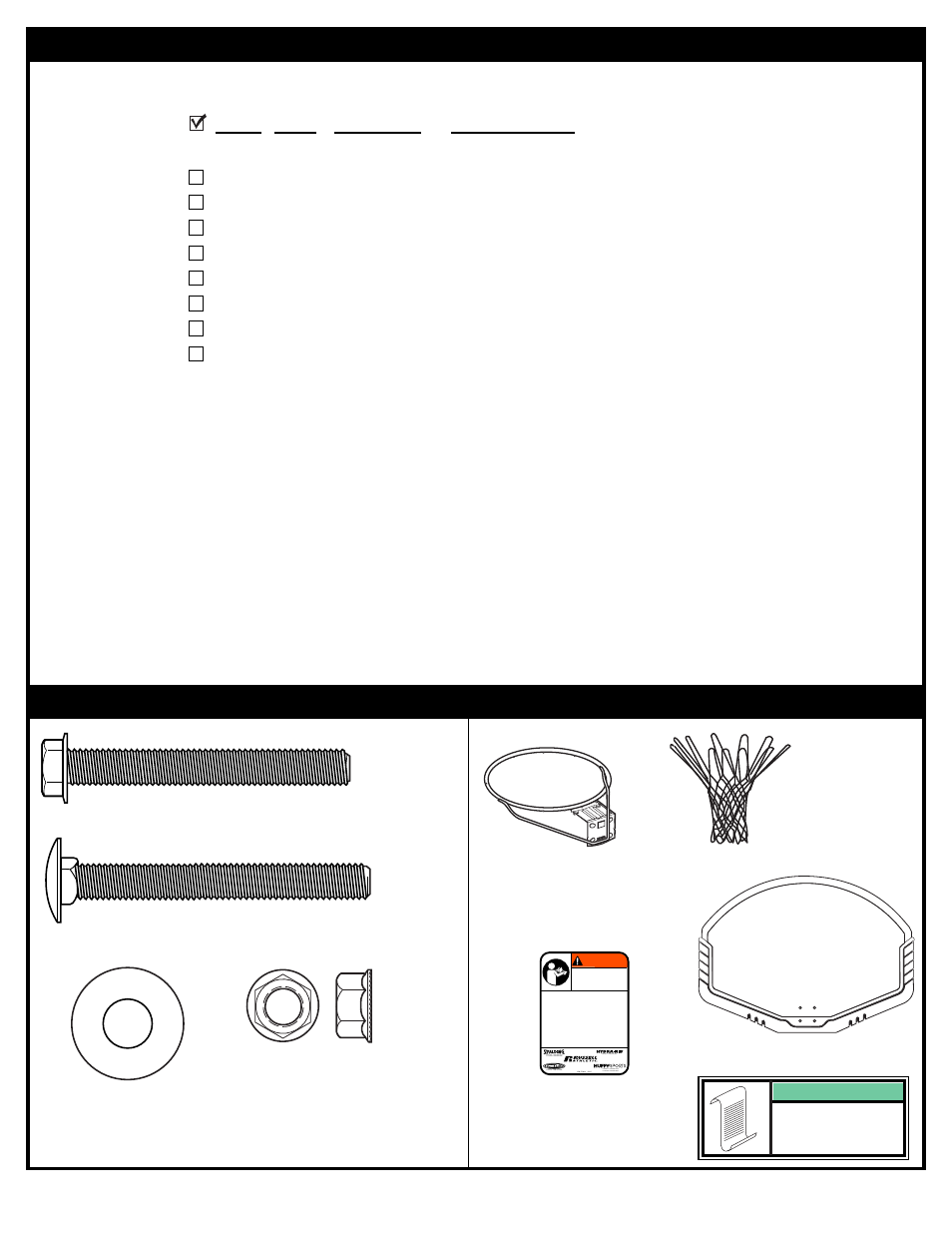 Parts list - see hardware identifier | Huffy Backboard and Rim User Manual | Page 3 / 6