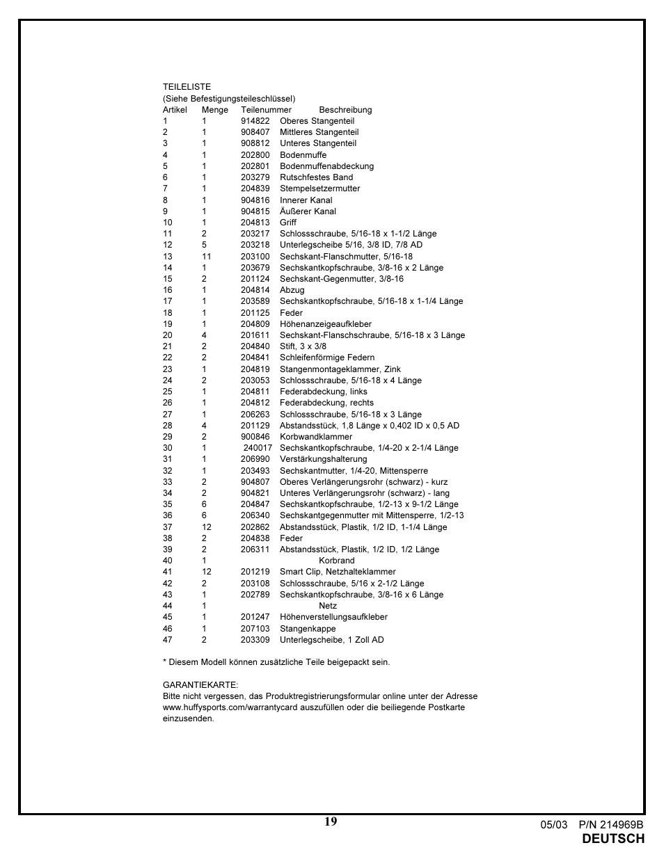 Deutsch | Huffy OFFICE NAS ANAS350 User Manual | Page 19 / 22