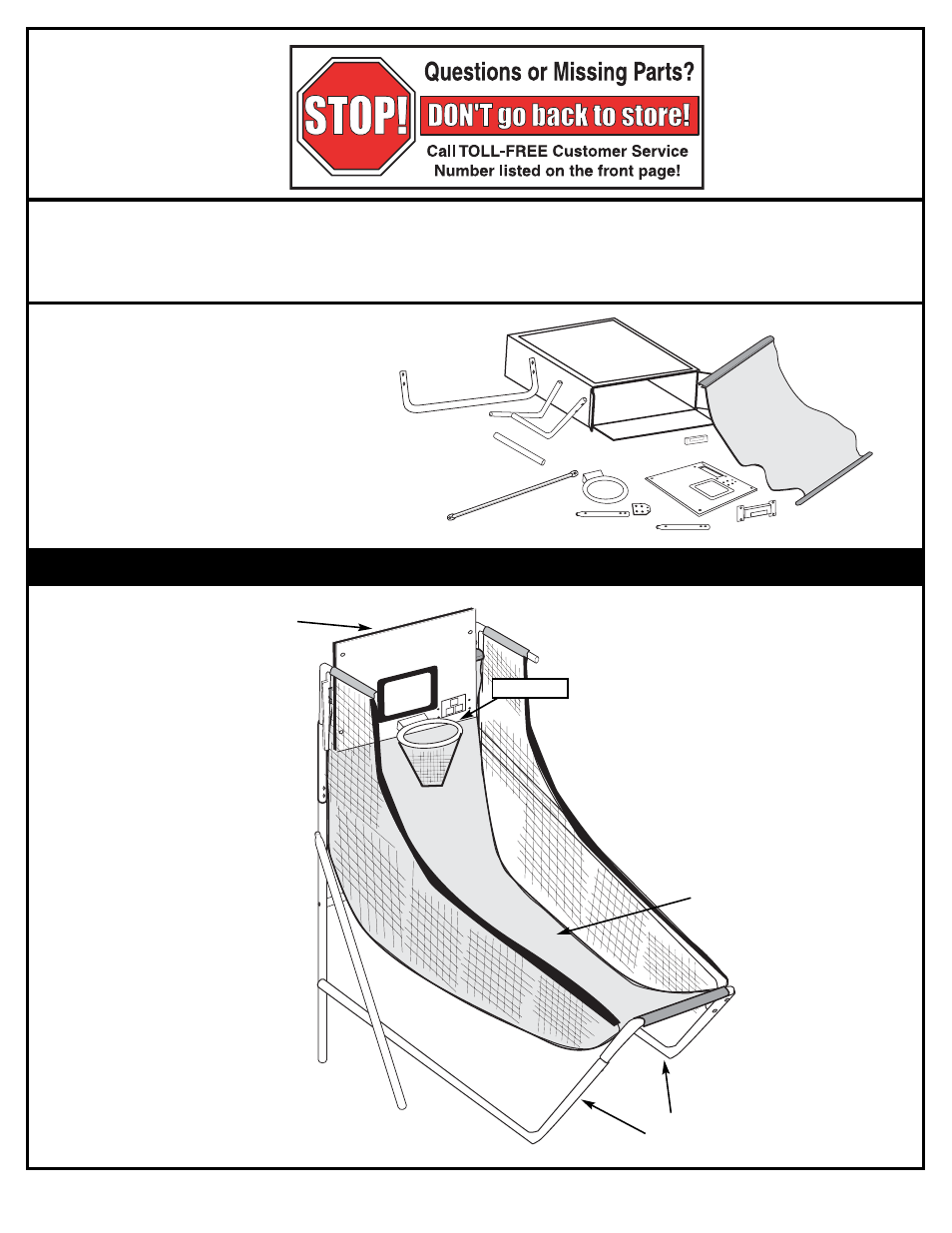 Important! remove all contents from boxes | Huffy Single Electronic Basketball System User Manual | Page 2 / 11