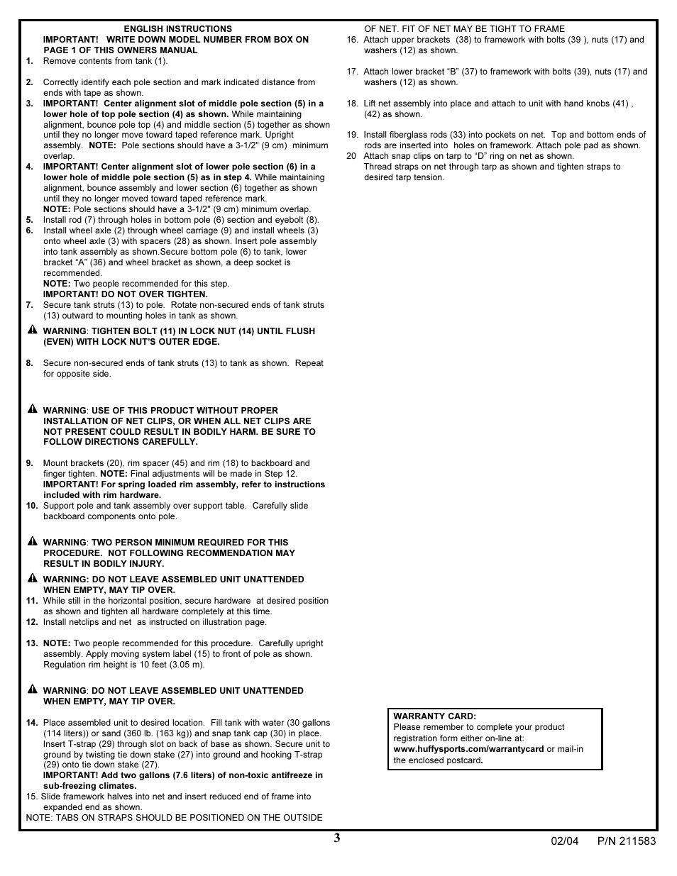 Huffy 211583 User Manual | Page 3 / 14