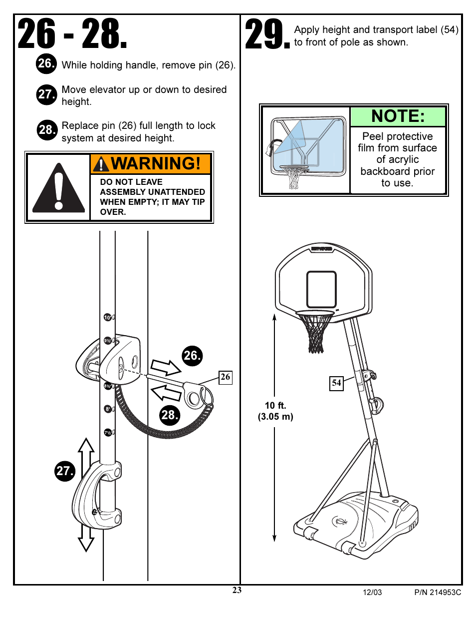 Warning | Huffy 214953C User Manual | Page 23 / 34