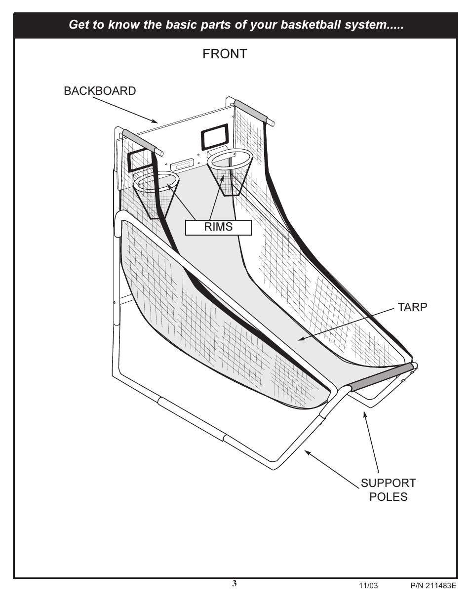 Front | Huffy Dual Electronic Basketball System User Manual | Page 3 / 9